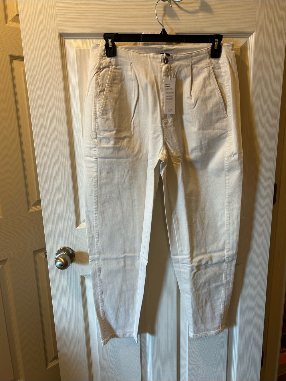Eileen Fisher Size 12 Cream Ankle Pants/Jeans Pleated NWT